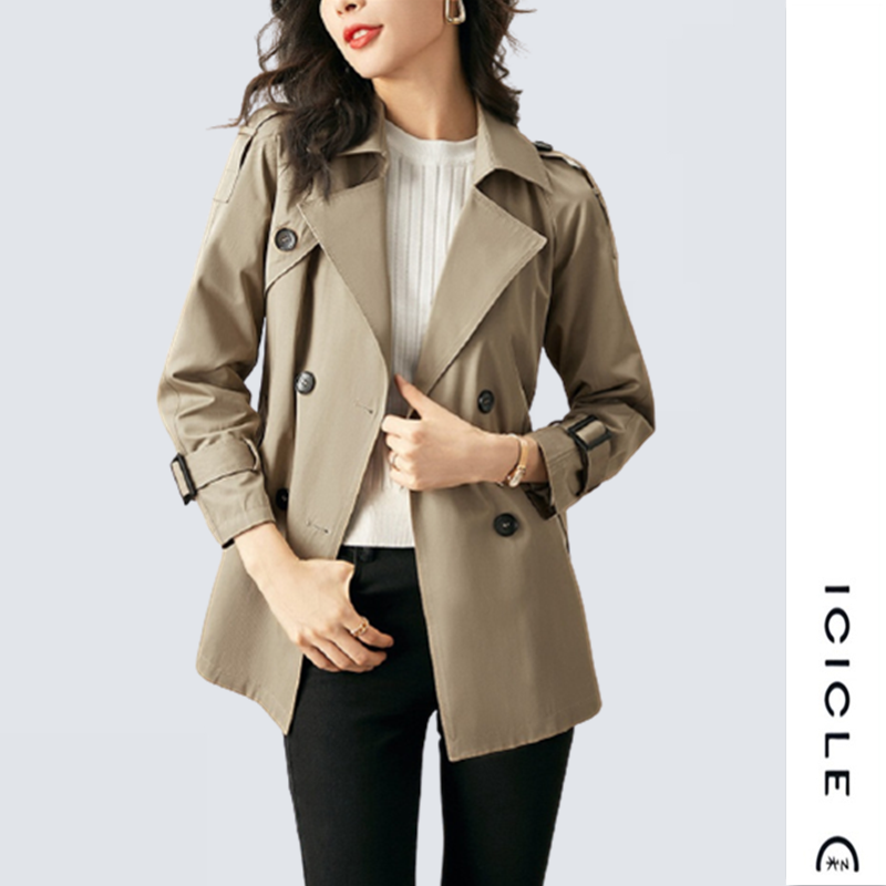 Special Cabinet Big women's clothing 2022 Chunqiu Domestic new lacing double-row buttoned wind clothes Short-style jacket woman