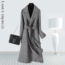 Langzi 2022 autumn and winter new domestic mid-length slim double-sided woolen cashmere coat womens
