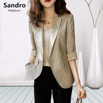 Sandro Hepburn22 Spring and Autumn New Domestic Slim One Button Linen Thin Small Suit Jacket