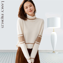 Langzi womens clothing 2022 autumn and winter domestic new cashmere turtleneck sweater loose casual all-match knitted sweater