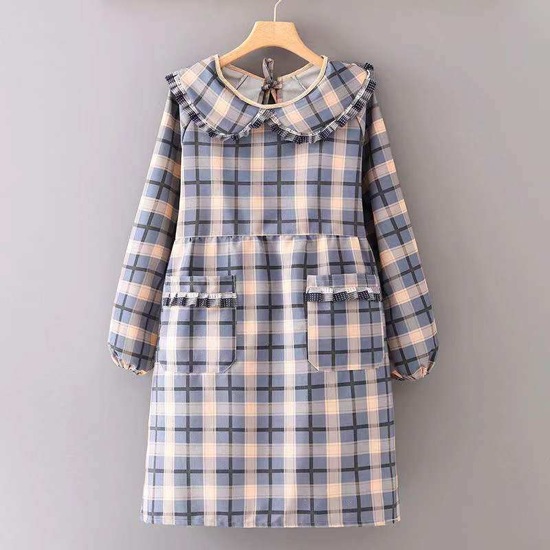 Canvas long sleeves Latest cover clothes women Dirty Tennis Net Red Special Plaid Anti Oil Outside Wearing Wedding Home Apron