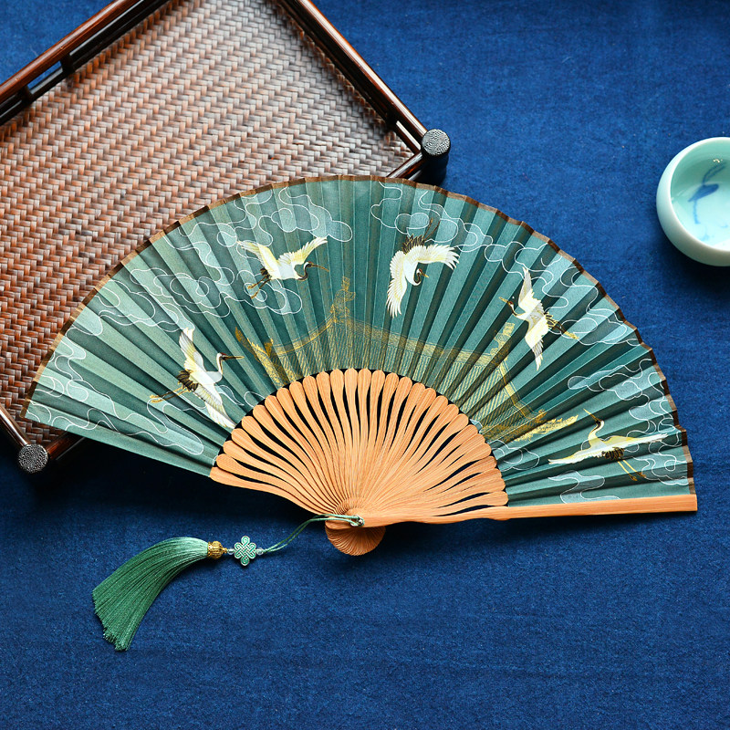 Chinese style retro style folding fan Han clothing paperback portable classical women's folding fan Japanese dance folding fan gift