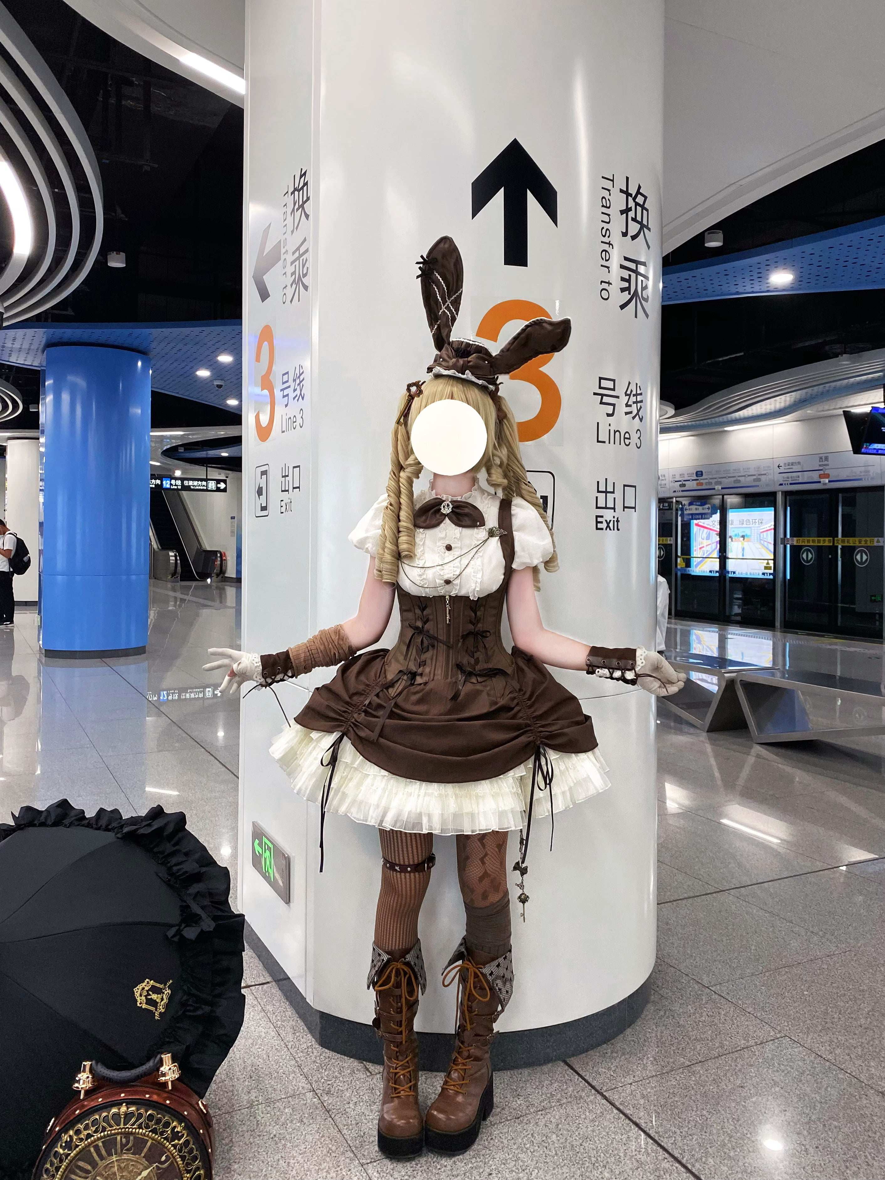 Обувь 定金|焦糖可可二团|白茶入梦原创蝴蝶结甜美高帮靴厚底圆头中长靴