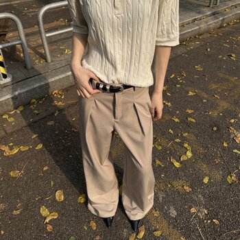 Tr split a-line casual wide-leg suit pants