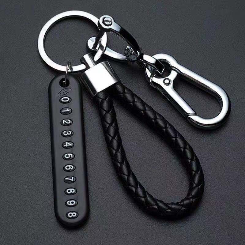 Mobile Phone Number Plate Woven Rope Car Key Anti-Lost Phone DIY Pendant for Men and Women Figure-Eight Keychain Key Chain