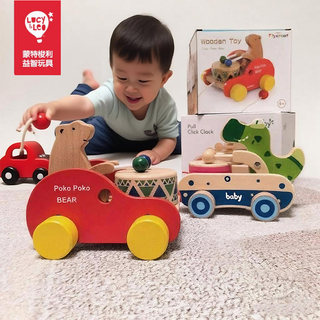 Children's beech wood toddler tractor bear drum truck