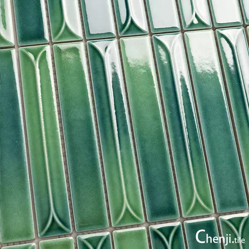 Ретро зеленая трехмерная двухрядная мозаика, французский стиль, градиент