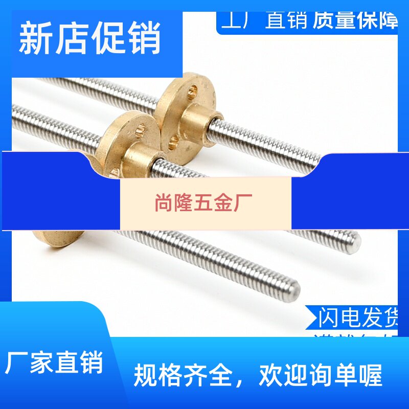3D printer rod T5 mini 304 stainless steel trapezoidal thread with copper nut 5mm lead 1 2 4