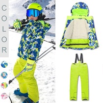 Childrens ski clothing winter boys and girls suit 2023 new waterproof single board double board thickened warm ski clothing