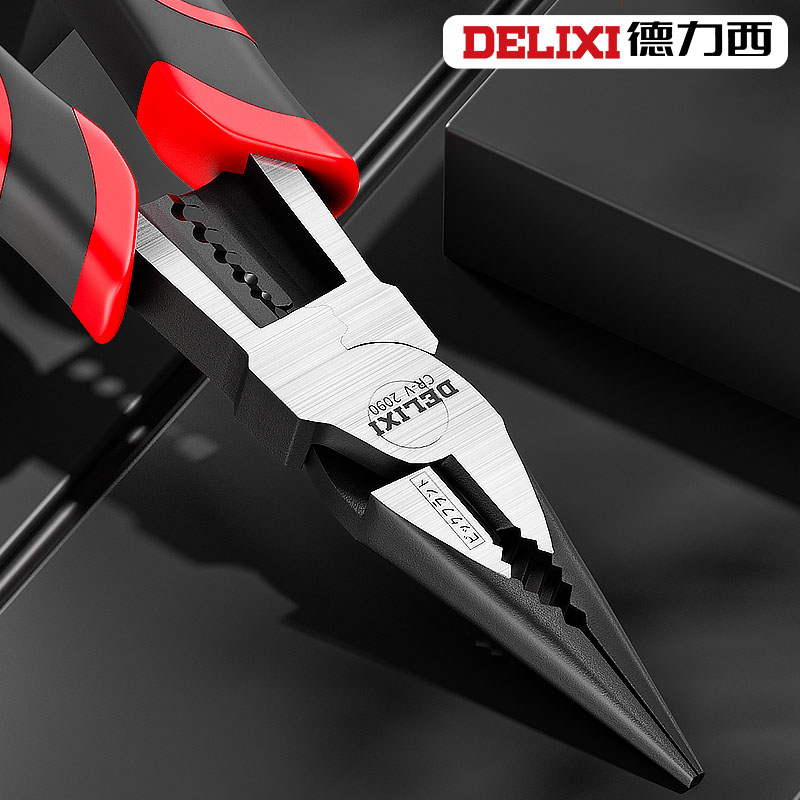 Delixi tip-nozzle pliers electrician special multi-functional tip-nozzle pliers industrial grade hand-lengthened pliers small stripping pliers