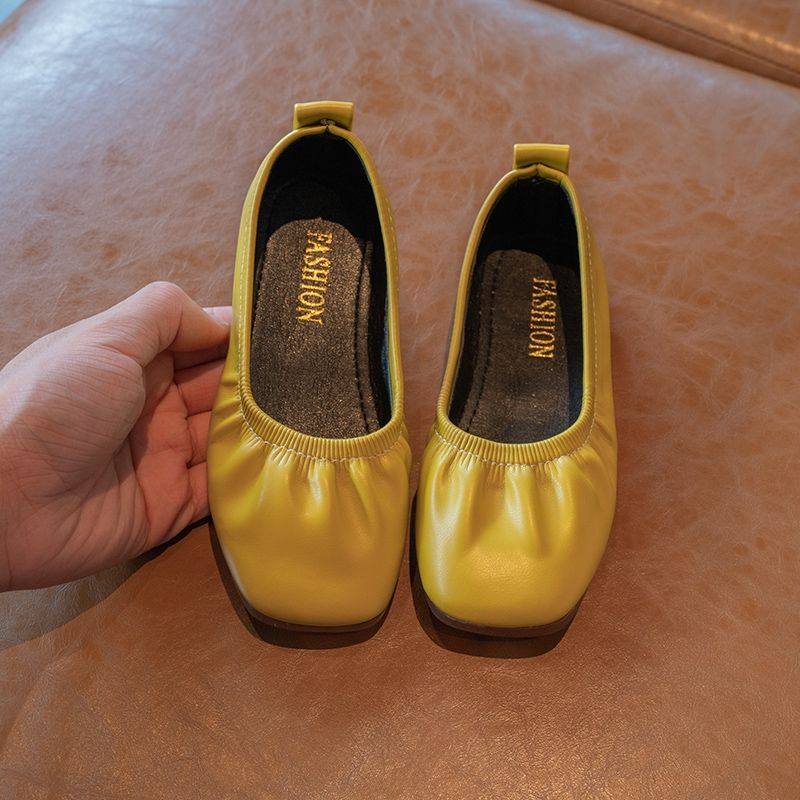 Girl Leather Shoes 2021 Spring Autumn New Girl Light Mouth Single Shoe Korean Version Egg Roll Shoes Fashion Soft Underfoot Grandma Shoes