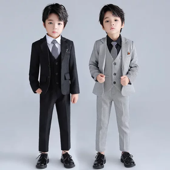 
Boys' dress in autumn new handsome striped children's small suit British style boy speech hosting suit