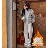 Серая бейсбольная форма [поздняя осень плюс бархат]