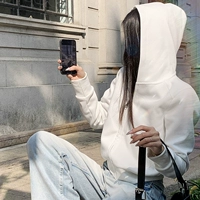 Белая короткая цепочка с двойной молнией [тонкий весенне-осенний стиль]