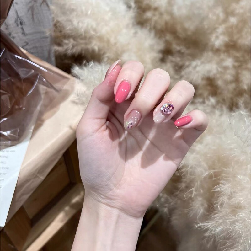 Spring and Summer Nude Pink Glass Bead Cat Eye Manicure Wearable Nail Patches 2026 New Style High-End Whitening Fake Nail Patches Spring and Summer Nude Pink Glass Bead Cat Eye Manicure Wearable Nail Patches 2026 New Style High-End Whitening Fake Nail Patches