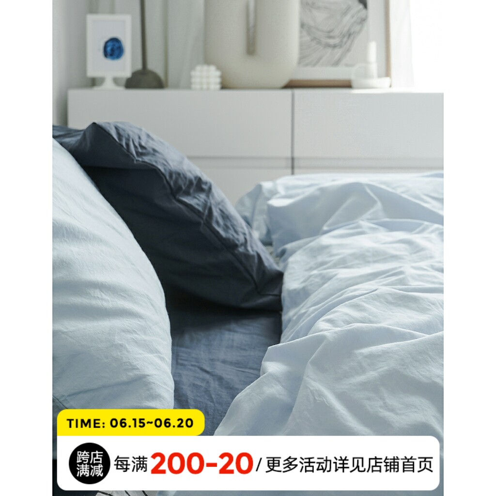 Build Sleeper Zwow Washed Pure Cotton Full Cotton Ins Bangs Blue Bed Pint Bed Three-Four Pieces Bunk Bed Gasawara Nordic Wind Male