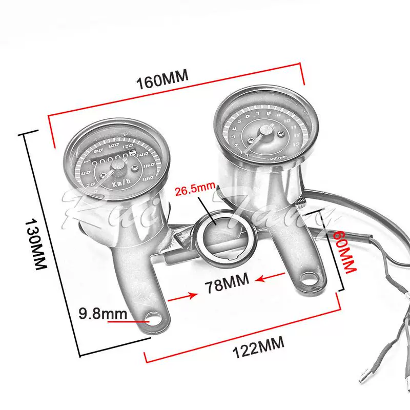 12V sửa đổi xe máy cụ CG125 retro điện tử đo dầu xe máy đo tốc độ RPM đo dặm km mét đồng hồ km xe máy đồng hồ xe sirius 50cc