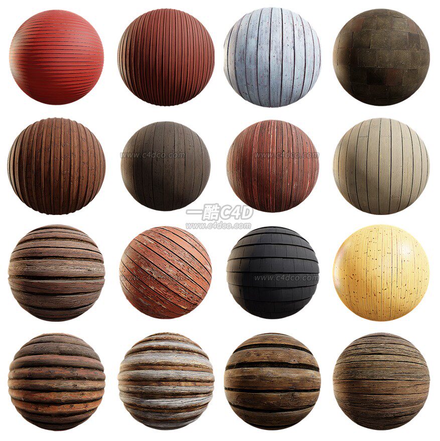 一酷c4d 破旧木纹材质墙面地板贴图纹理素材