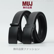 无印新款男士自动扣皮带学生牛皮商务百搭腰带高档裤带潮直发