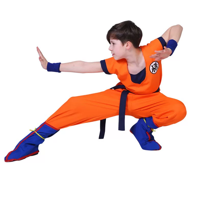 Костюм Dragon Ball Super Saiyan Гоку, костюм на Хэллоуин для взрослых и детей, телескопический золотой посох в комплекте