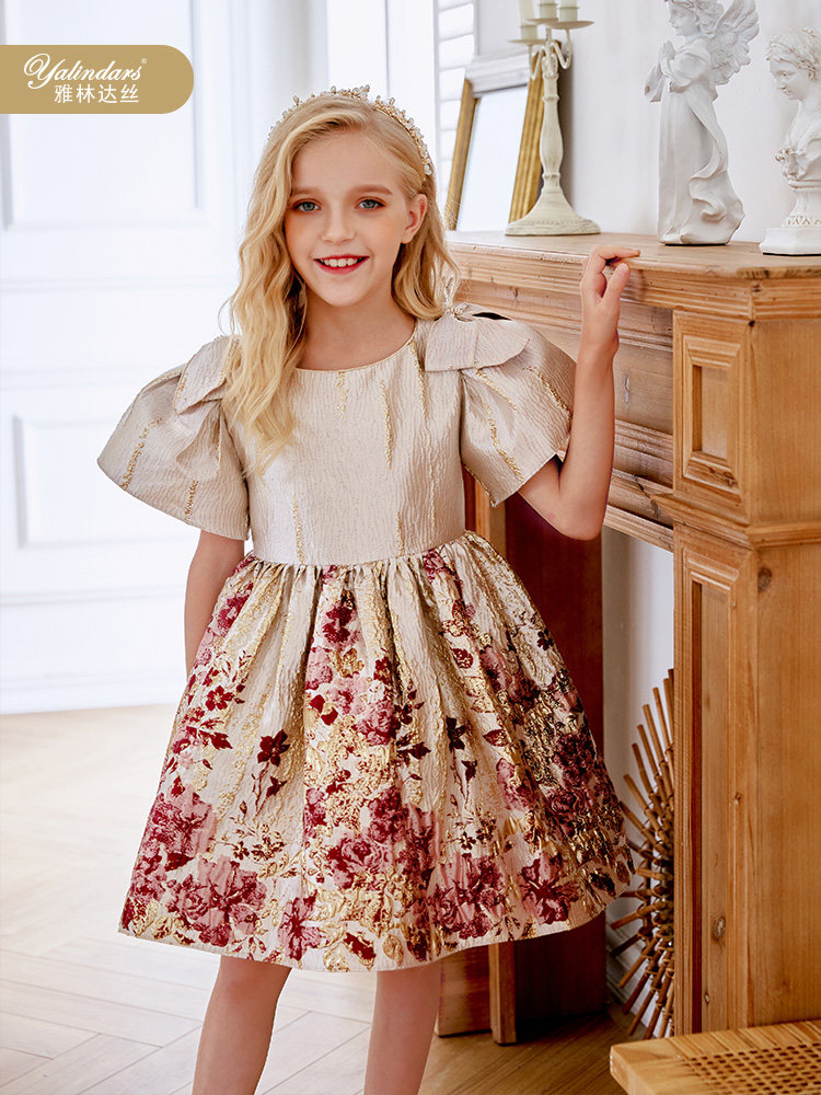 Yalindas women's and children's dress skirt British lady style dress summer birthday party performance dress skirt