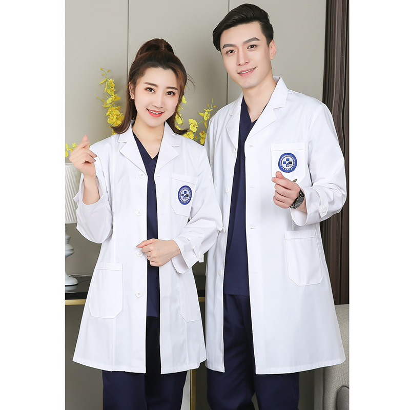 Korean version white coat of white coat autumn winter long sleeve male and female doctor nurse coat beautician chemical biology laboratory work clothes