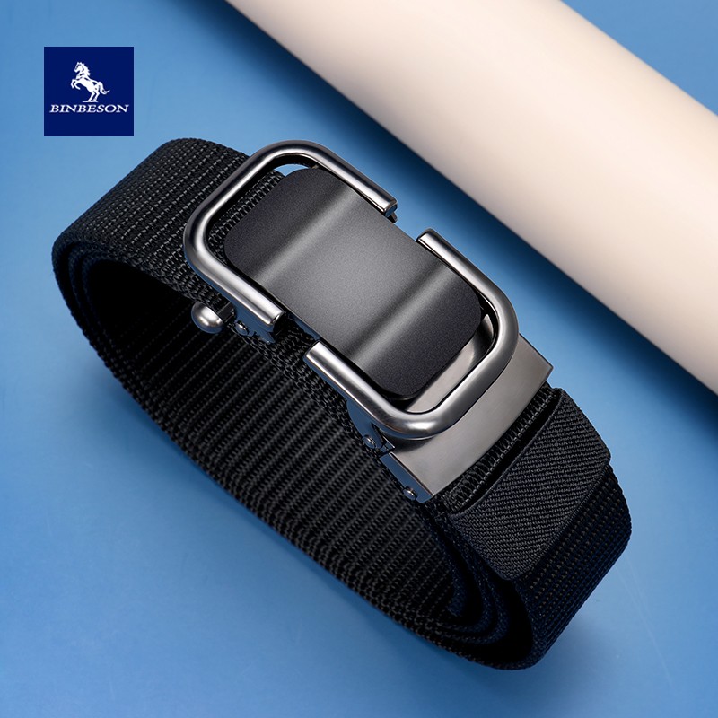 Belt Male Toothless Automatic Buckle Men's Belt Nylon Canvas Young 100 lap casual knitted pants with male trend