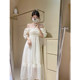 French-style gentle one-shoulder tube top dress women's summer three-dimensional rose covering the meat and showing thin puff sleeves super fairy dress