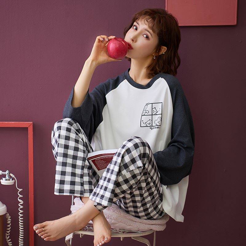 Women's pajamas autumn personality fashion women winter foreign school women 2021 new cotton middle school students cute