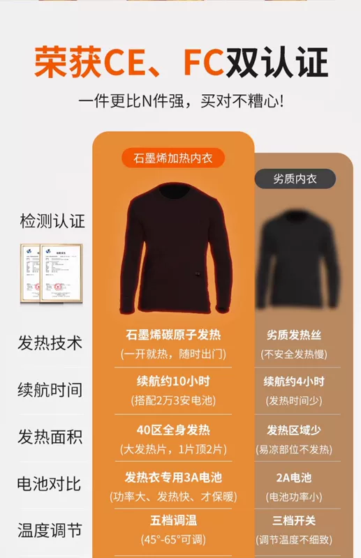 Anh Xiao Yang khuyên dùng đồ lót giữ nhiệt bằng điện graphene 40 vùng cho nam và nữ, quần áo sưởi ấm có thể sạc lại tự sưởi ấm toàn thân