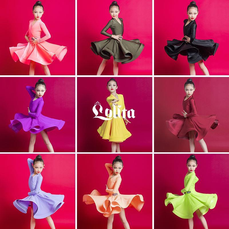 Latin dance competition dedicated to the autumn and winter girls' dance professional competitions Provisions for the art exam Grand Pendulum Skirt Suit-Taobao