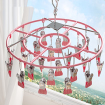 Japan imported MUJIΕ stainless steel household multi-function drying socks multi-clip hook clothespin hanging clothes sock rack artifact