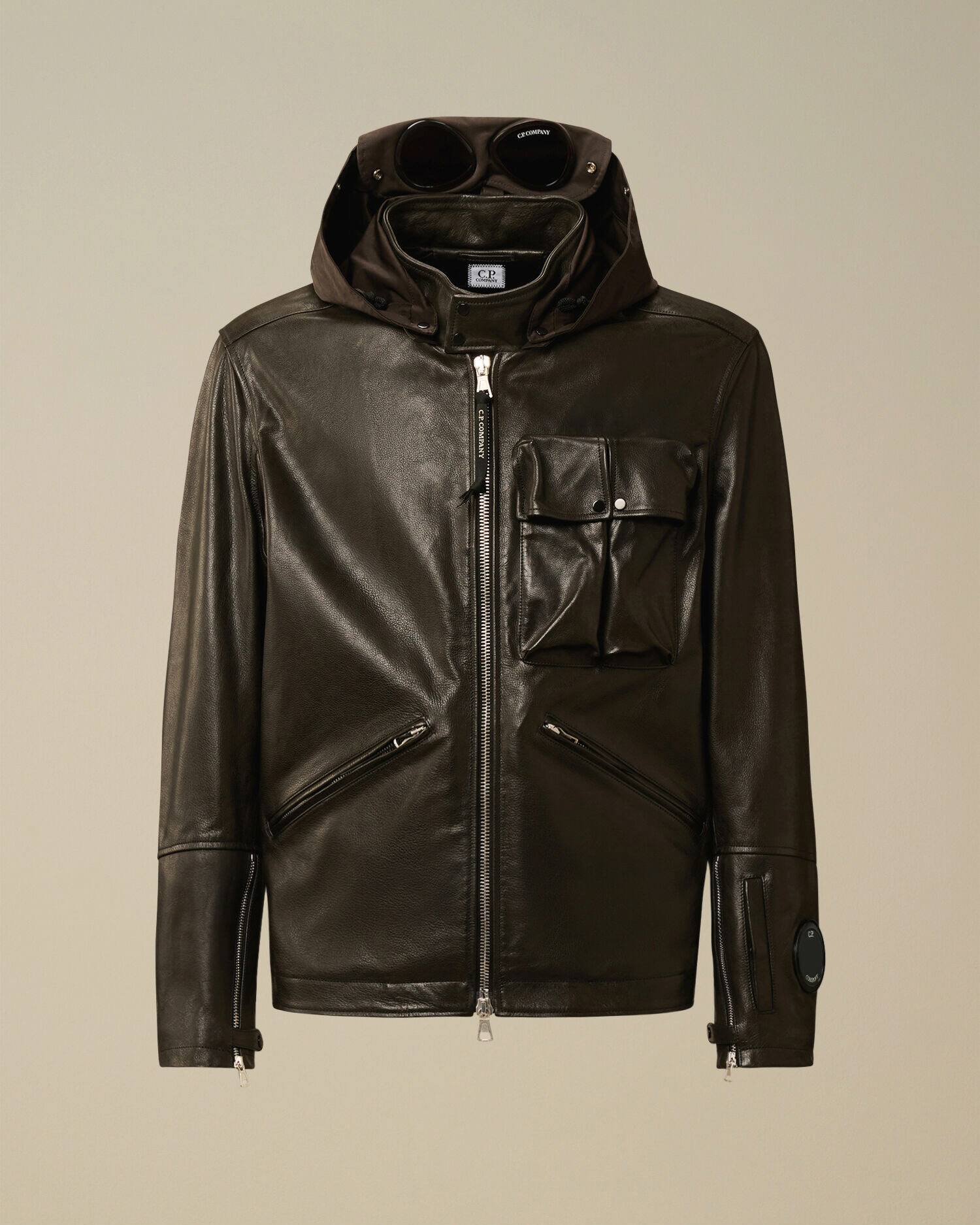 C.P.COMPANY FW25 съемный капюшон локомотив кожаная одежда куртка пальто 19CMOW297A Cpcompany/Compaq 