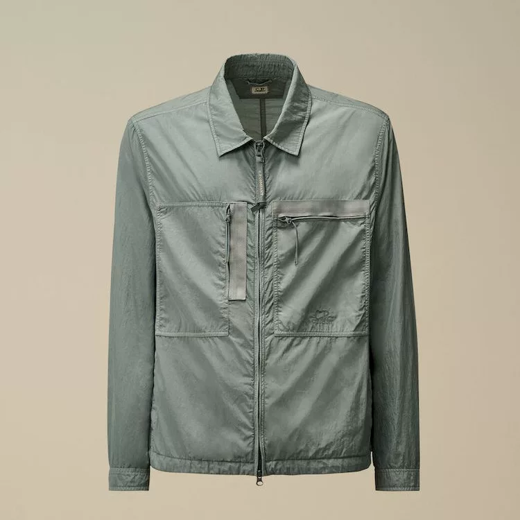 C.P.COMPANY SS25 нейлоновый куртка с молнией, карман, воротник стойка, рубашка с молнией 18CMOS092A