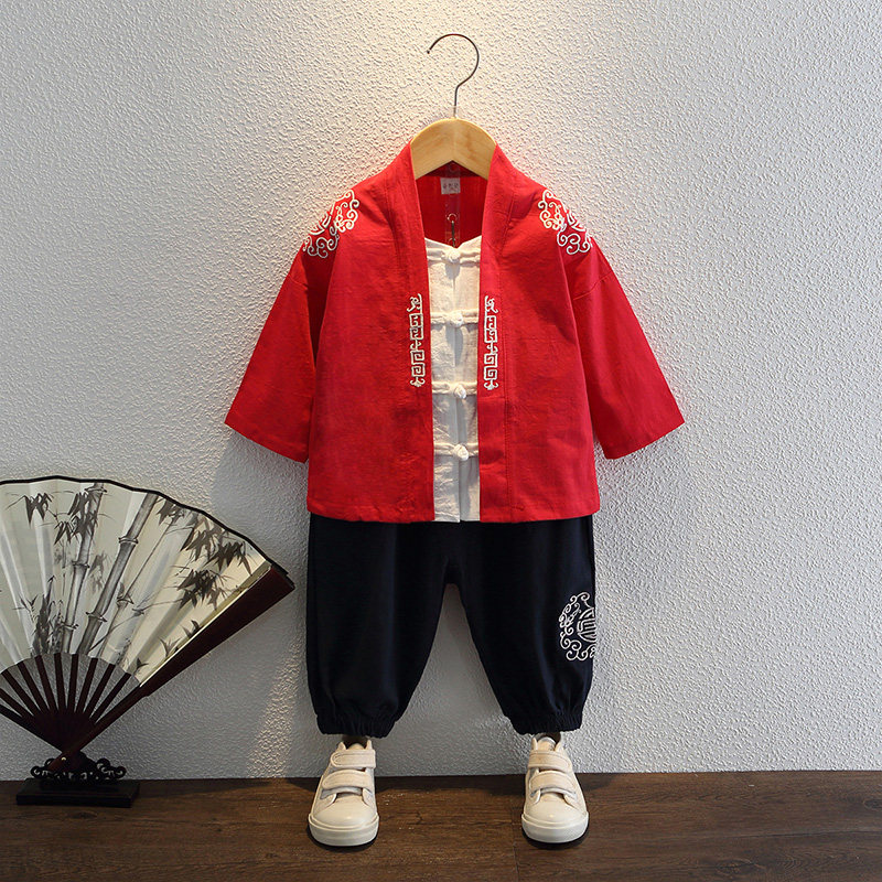 Boy's Han-suit Spring and Autumn Chinese wind childhood antique two-piece children's Tang suit boy's baby show suit