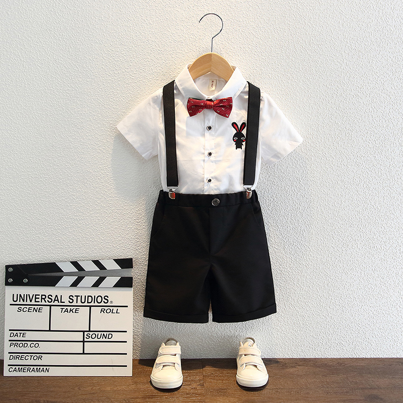 Boy Gown Summer Short Sleeve Handsome Shirt Foreign Cuddling Bag Pants Boys' Baby Boy Suits Suit Suit