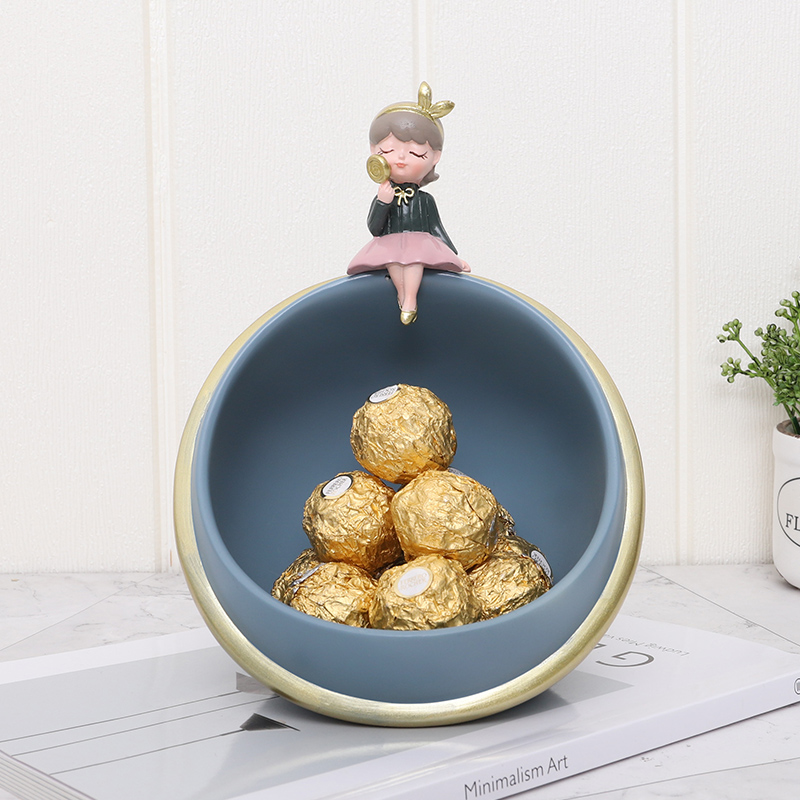 Nordic Light Luxury Style Resin Storage Ornament Simple Entrance Key TV Cabinet Wine Cabinet Tray Living Room Decoration Gift