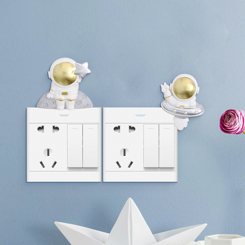 Creative Cartoon Socket Patch Protective Sleeves Astronaut Home Decoration Pint Wall Patch Children's House Cute Wall Type Switch Sticker