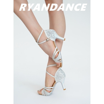 RYANDANCE (RD) dazzling white shiny lace splicing handmade custom Latin dance shoes versatile