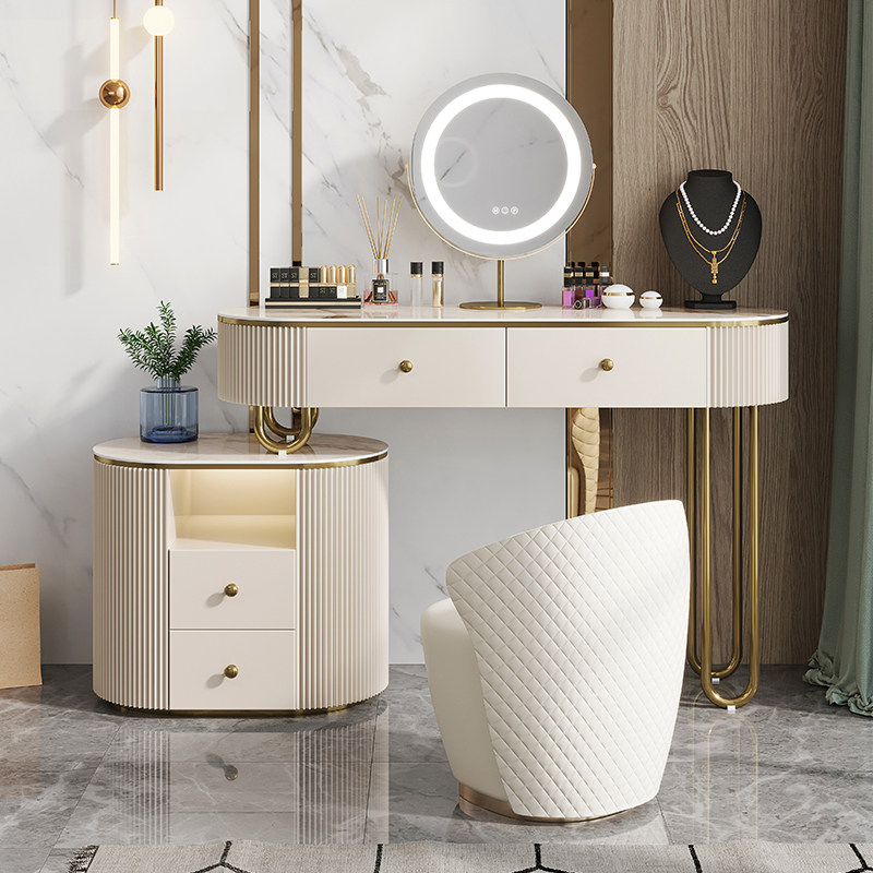New light luxury Rock board dressing table bedroom modern simple storage cabinet minimalist high-end net red makeup table with mirror