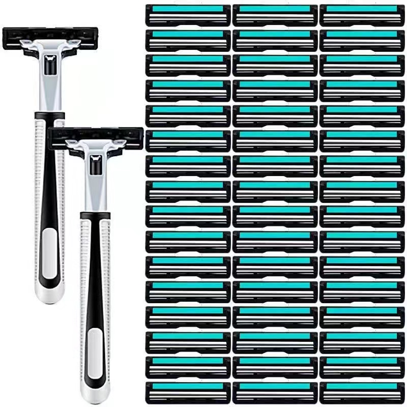 Manual razor washable shaving blade beard razor 2-layer blade old-fashioned beard head double-layer knife holder