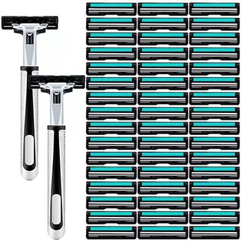 Manual razor washable shaving blade beard razor 2-layer blade old-fashioned beard head double-layer knife holder