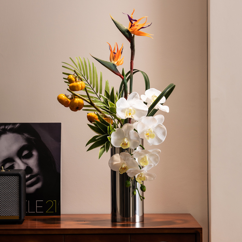 Tv Cabinet Ornaments, Butterfly Orchids, Stainless Steel Vases, Artificial Flowers, Bird of Paradise Decorations, Cabinets, Living Room, Front Desk, High-End Tv Cabinet Ornaments, Butterfly Orchids, Stainless Steel Vases, Artificial Flowers, Bird of Paradise Decorations, Cabinets, Living Room, Front Desk, High-End