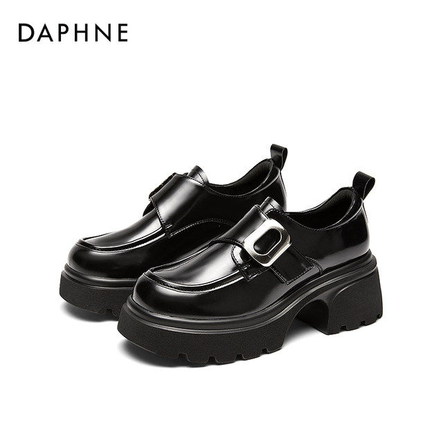 Daphne Thick Soled Loafers ແມ່ຍິງ 2024 Summer ໃຫມ່ສີດໍາແບບອັງກິດເກີບຫນັງຂະຫນາດນ້ອຍຂອງແມ່ຍິງ slim ດຽວເກີບແມ່ຍິງ