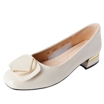 Daphne sheepskin single shoes for women 2024 new low-heeled summer patent leather bean shoes shallow mouth scoop shoes flat shoes spring and autumn