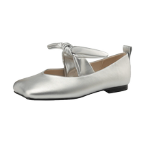 Daphne Argent Femme à chaussure unique 2024 new early spring French style Mary Jane chaussures tête carrée papillon knot petite chaussures en cuir femme