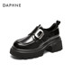 Daphne Thick Soled Loafers ແມ່ຍິງ 2024 Summer ໃຫມ່ສີດໍາແບບອັງກິດເກີບຫນັງຂະຫນາດນ້ອຍຂອງແມ່ຍິງ slim ດຽວເກີບແມ່ຍິງ