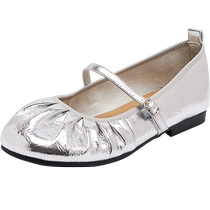 Daphne Silver Mary Jane Shoes Womens Soft Sole Hepburn Style Cone Shoes 2024 New French Ballet Shoes