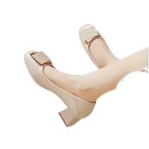 Daphne shallow mouth single shoes for women with medium heel 2024 new summer high heels temperament French Mothers Day mom shoes