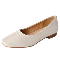 Daphne flat shoes for women 2024 new soft sole genuine leather shallow mouth soft leather square toe summer style soft sheepskin small leather shoes